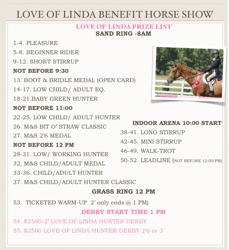 Love of Linda benefit horse show prize list