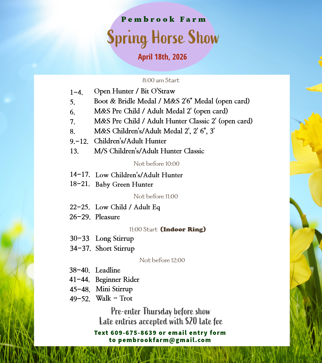 Pembrook Farm Spring Horse Show April 18th 2026